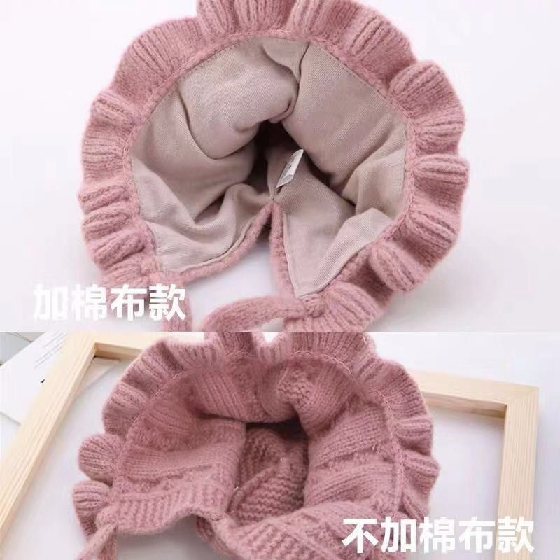 婴儿帽子秋冬季女宝宝保暖毛线帽公主帽5个月-2岁女童护耳针织帽臻依缘