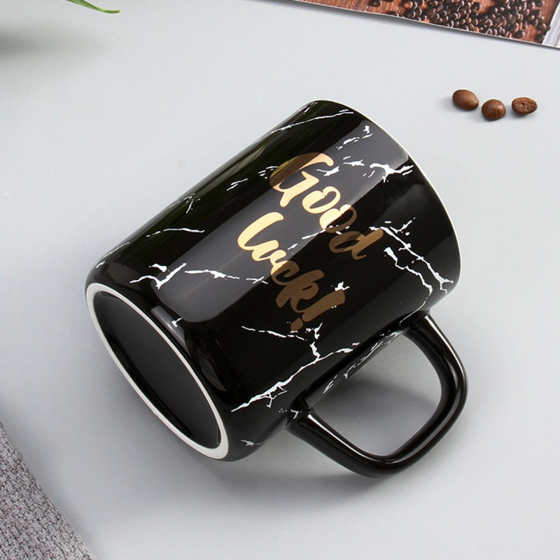 贝瑟斯 大理石陶瓷杯子马克杯办公室杯子简约牛奶杯咖啡杯陶瓷茶杯