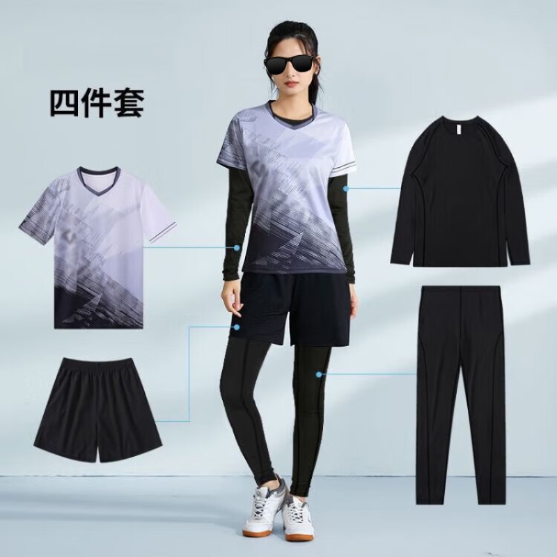 统狮乒乓球服 A4 套 浅灰色 S