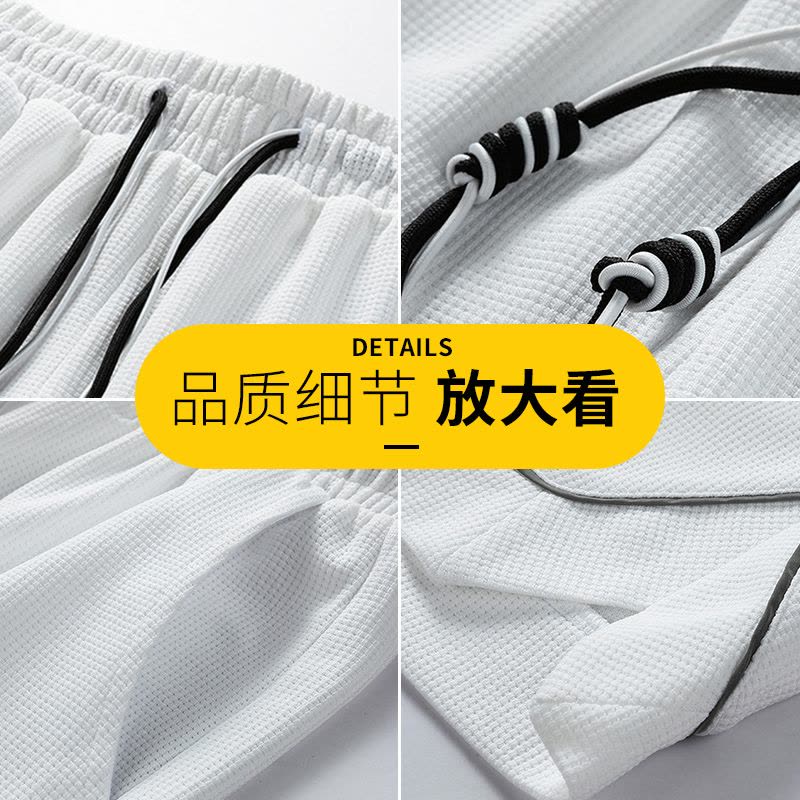 真维斯华夫格休闲运动五分裤男2022新款过膝短裤透气跑步篮球裤子图片