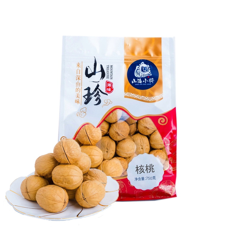 山海小将 特级纸皮核桃750g 薄壳坚果炒货零食干果仁 薄皮大核桃 补气养血 健脑益智 新疆特产