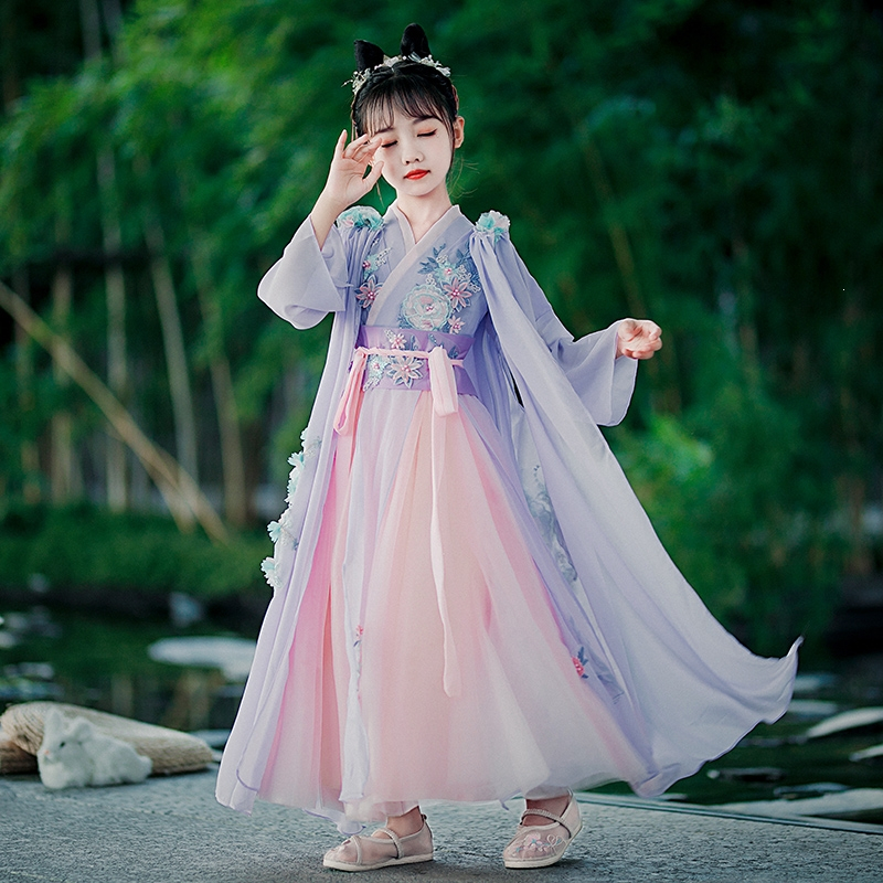 女童汉服古风连衣裙智扣超仙儿童古装襦裙冬季小女孩中国风唐装春秋装