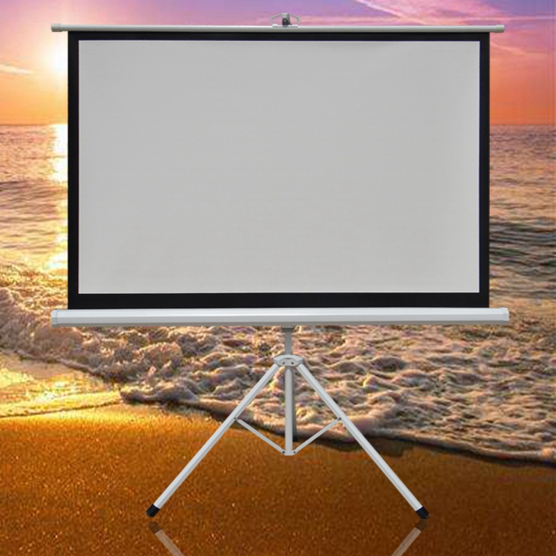 得力支架幕布60寸家用移动便携式投影仪幕布简易落地高清投影机幕布