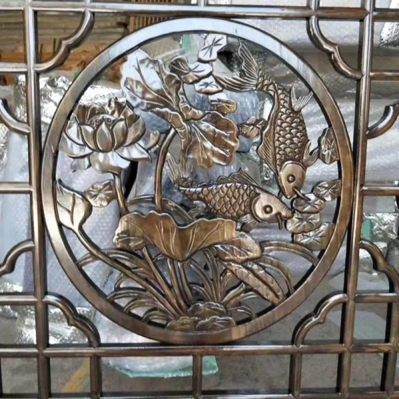 BONJEAN东阳木仿古窗实木花格格栅镂空新中式屏风隔断客厅背景墙玄关 E款樟子松每平米高清大图