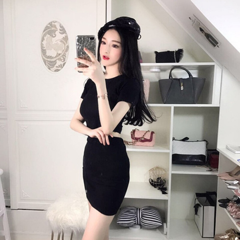 2017夏装新款性感夜店女装紧身修身露腰包臀连衣裙夜场气质短裙潮灰色