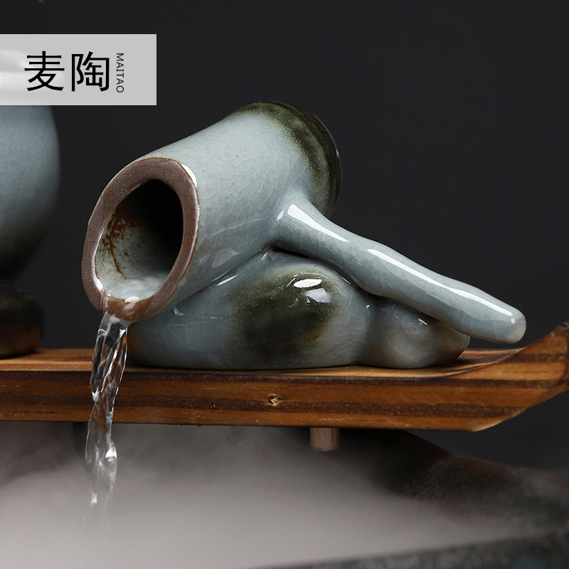 美帮汇创意流水器喷泉加湿器轮客厅办公室家居工艺摆件开业礼品高清大图