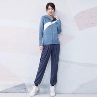 运动套装女宽松透气显瘦运动服跑步速干衣训练健身瑜伽服 L【建议：105-120斤左右】 灰蓝色两件套RTC27561