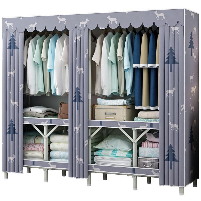 折叠衣柜简易布衣柜布艺全钢架家用省空间免安装钢管衣橱宿舍柜子定制