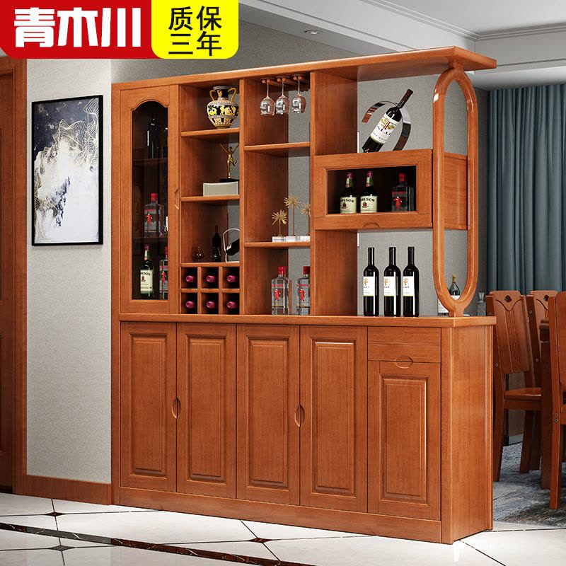 青木川实木酒柜鞋柜一体靠墙客厅家用入户进门口玄关隔断屏风柜双面高柜图片