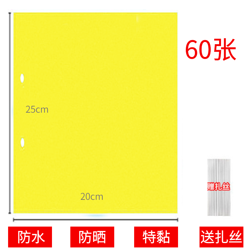 诱虫板蔬菜大棚粘虫板灭小飞虫特粘双面粘虫板茶园花果树粘虫黄板|20*25覆膜黄板60张