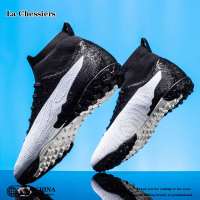 La Chessiers户外2024新品青少年高帮成人儿童足球鞋男童成人学生长钉AG碎钉训练女 白色【碎钉】 43码