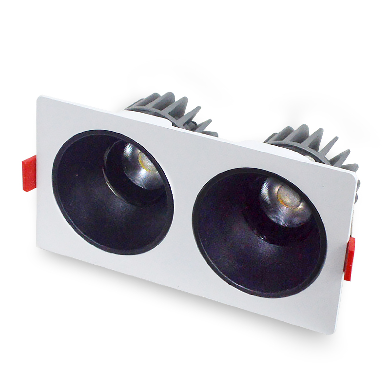 LED射灯 防眩光 嵌入式 白架+黑杯-双头15W*2中性光