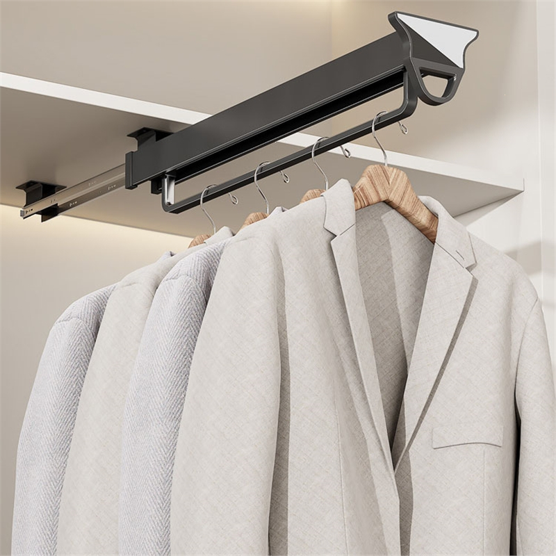 浅衣柜挂衣杆顶装抽拉式伸缩衣架古达衣橱竖纵向横杆柜内衣通五金配件