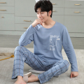 浪莎睡衣男士春秋款纯棉长袖可外穿男款四季休闲条纹加大码家居服 XXXL165-190斤 NS3723