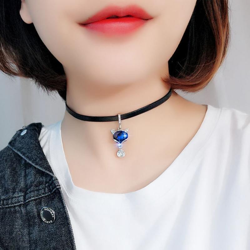 性感狐狸吊坠锁骨链女颈链choker脖子项链女短款颈带简约气质脖链狐狸