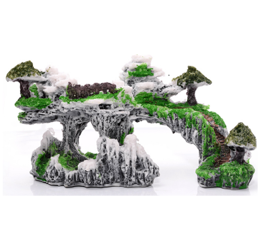 假山鱼缸造景石水族装饰布景假山石头植物摆件小树创意套餐高清大图