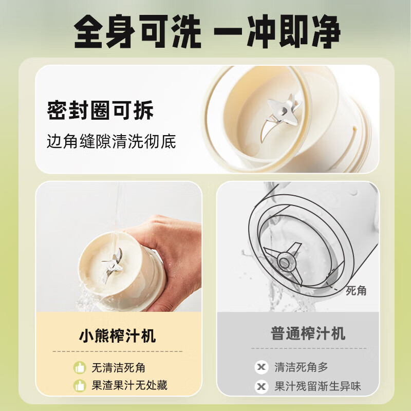小熊(Bear)榨汁机 家用便携式榨汁杯 充电迷你小型果汁机高清大图