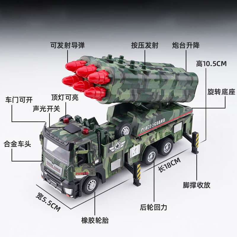 回力声光军事导弹车【合金款】高清大图