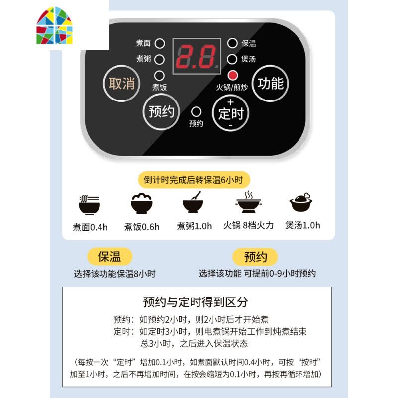 炖锅小电炖锅煮粥1人家用快速煲粥2-3人便捷全自动稀饭锅熬粥 FENGHOU 2.6L卡其色(智能歀)适合2-3人图片