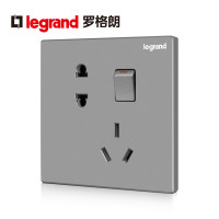 罗格朗Legrand开关插座面板官方旗舰店逸景深砂银色一开5五孔二三插灰色家用暗装墙壁电源86型带开关插座
