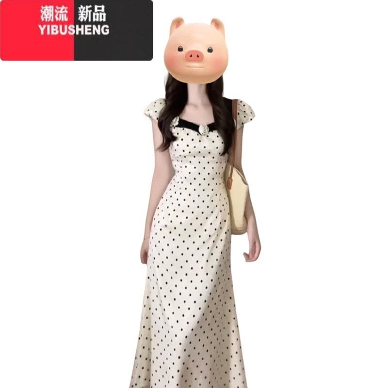 YIBUSHENG今年流行法式收腰显瘦高级感白色波点连衣裙子长裙女季新款图片