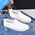SUNTEK2023新款夏季百搭皮面小白鞋女鞋一脚蹬套脚情侣款纯白男式懒人懒