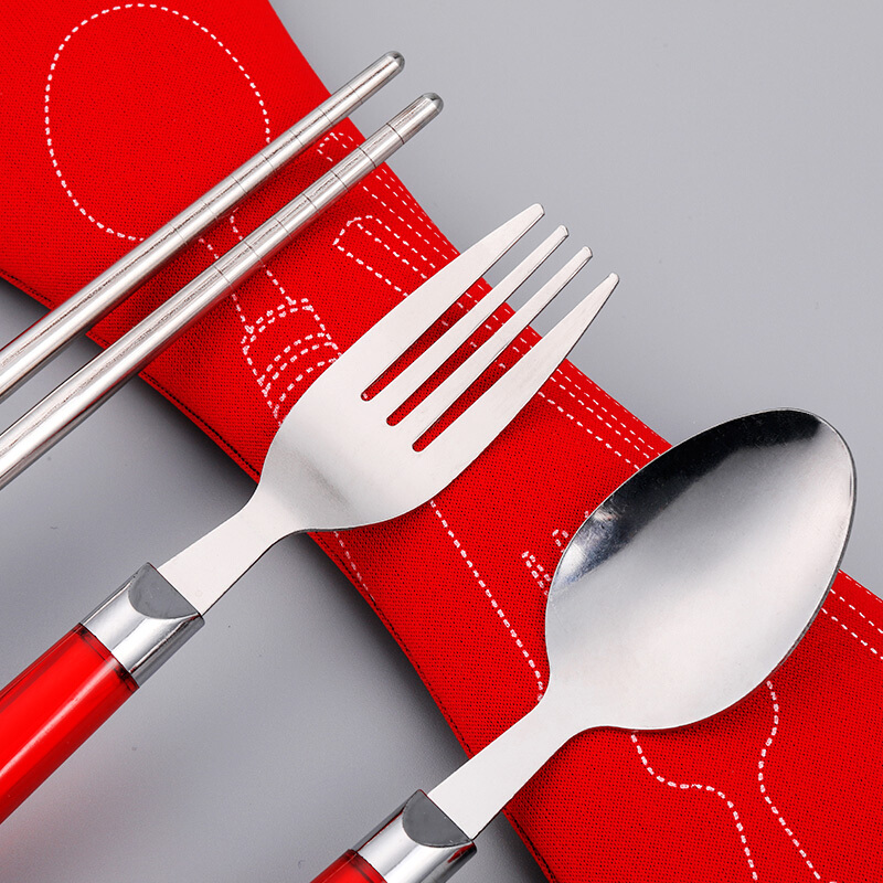 唐宗筷 便携不锈钢筷子 勺子 叉子 套装餐具3件套220*60*50mm T360高清大图