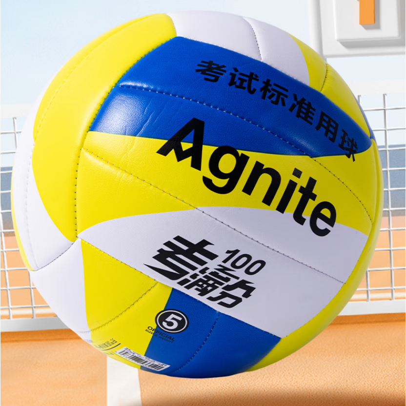 得力排球 日常课间训练排球(材质以单品型号规格备注为准) 5号 FD307考满分机缝PVC花色5号考试排球 1个