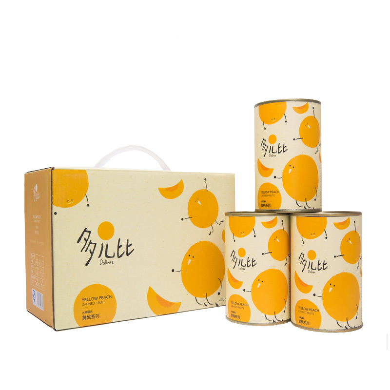 多儿比dolbee 黄桃水果罐头425g*6罐礼盒装 休闲零食品 过节送礼佳品 年货