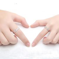 s925银情侣戒指 女款 开口戒可节尺寸 对戒男女款 韩版时尚银饰品送女朋友七夕情人节礼物