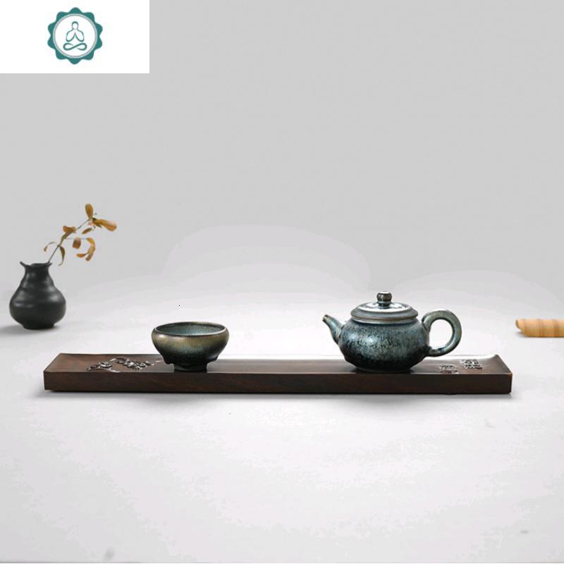 黑檀茶盘实木茶台整块长方形干泡功夫茶具大小号家用茶海茶托特价封后