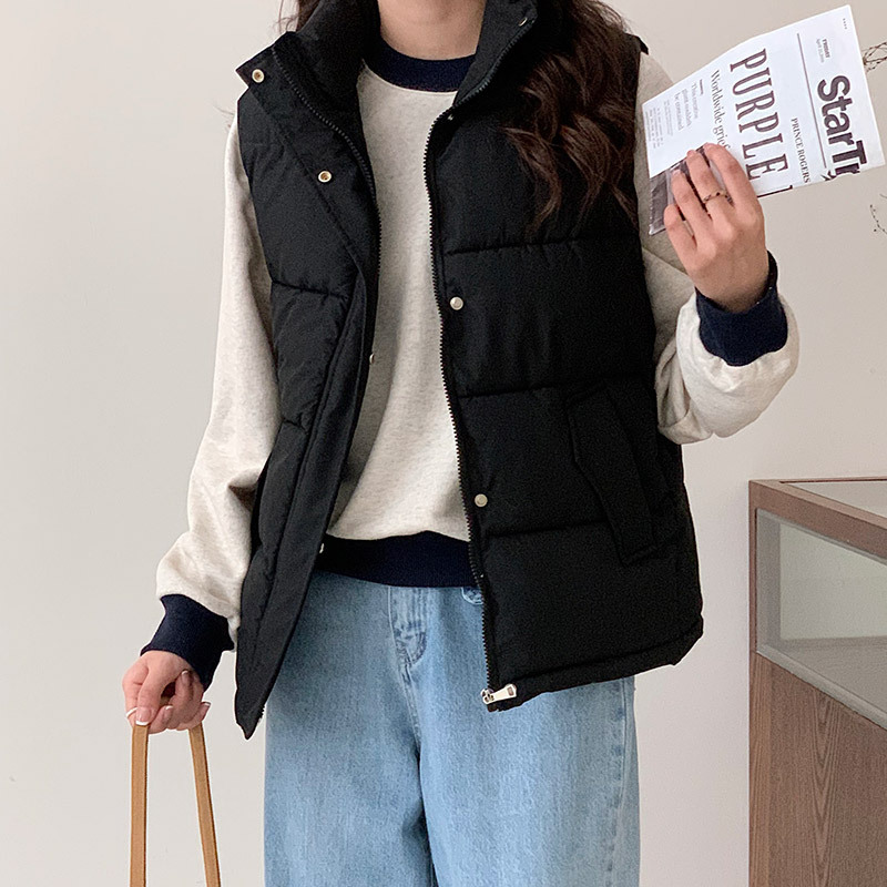 2023春秋季新款短款羽绒棉马甲女士外搭宽松韩版外穿马夹背心外套高清大图