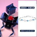 鑫铂尼银手链女刻字时尚简约闺蜜手饰银饰生日礼物七夕情人节送女友爱人 心心相惜手链浪漫蓝色+英格兰礼盒