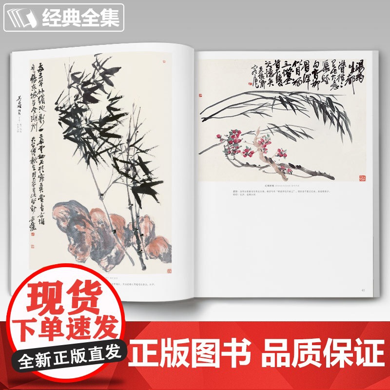 新书 吴昌硕画集·下卷·梅兰竹菊山水人物 中国画临摹高清大图
