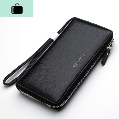 钱包男长款拉链男包个性青年手机包商务手拿包男士手包手抓包新款NEWLAKE 黑色手绳