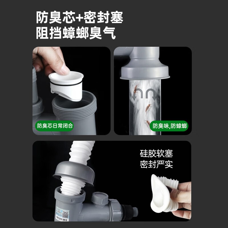 意黛斯(YIDAISI)商用洗衣机烘干机下水三通接头分水器洗手盆排水管道二合一厨房出水接头