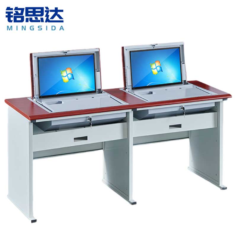 铭思达翻转电脑桌双人位张高清大图