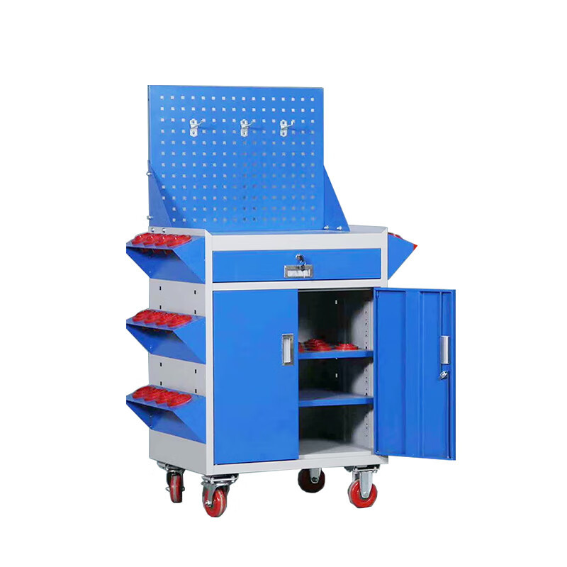 格具(GEJU) 工具柜五金多功能车间工厂维修工具零件整理柜 带侧刀具柜灰蓝套色