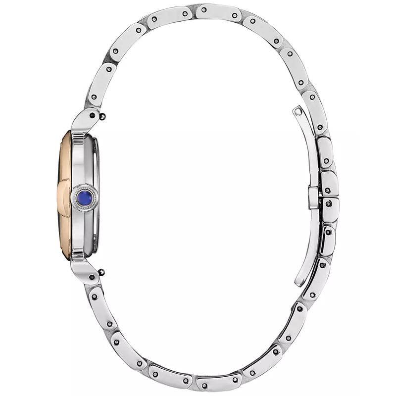 Citizen西铁城女款简约两色不锈钢链带腕表mm白色贝母表盘环保腕表高清大图