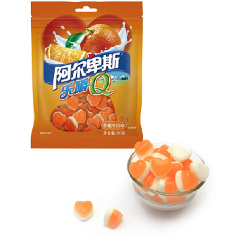 阿尔卑斯乐嚼Q香橙牛奶味橡皮糖60G