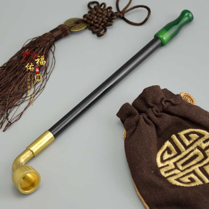 老式手工烟袋锅子旱烟袋实木烟袋杆男士老人纯铜传统烟斗参数