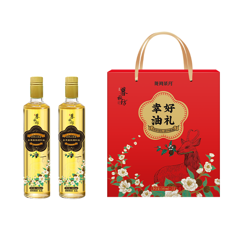 陇间柒月 幸好油礼暮秋坊调和油 礼盒简装山茶调和油 500mL×2高清大图