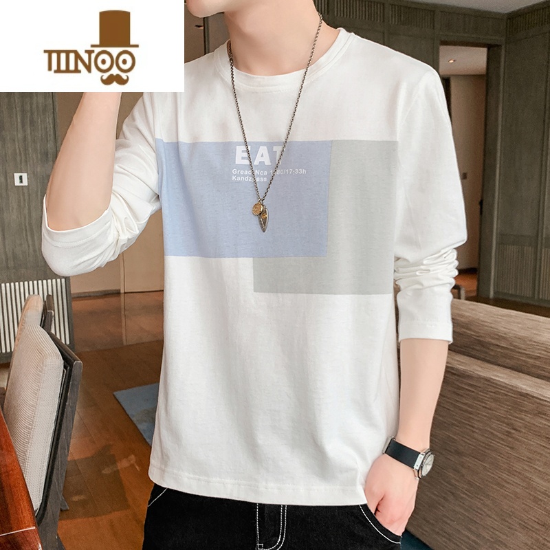 YANXU长袖t恤男士秋季潮流内搭上衣服打底衫男装2023新款卫衣高清大图