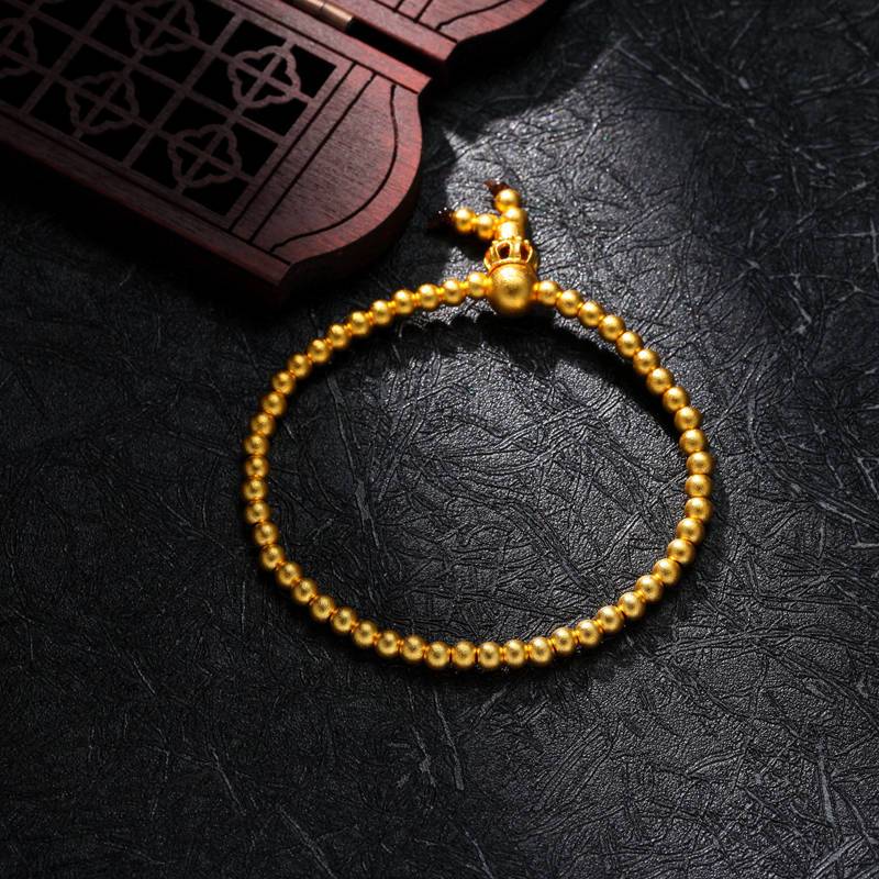潮宏基古法修行念珠黄金饰品手链足金手链女手饰计价工费510元mq