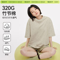 「棉的美学」320G重磅竹节棉~纯色短袖t恤女透气休闲百搭情侣半袖