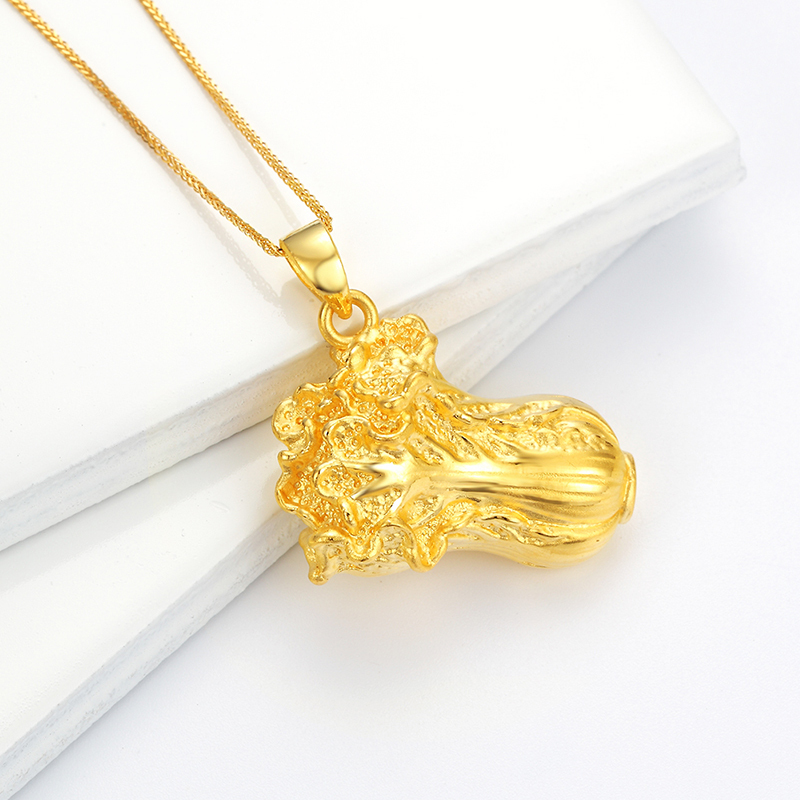 黄金码头黄金吊坠百财3d硬金足金999白菜坠子送爱人送女友