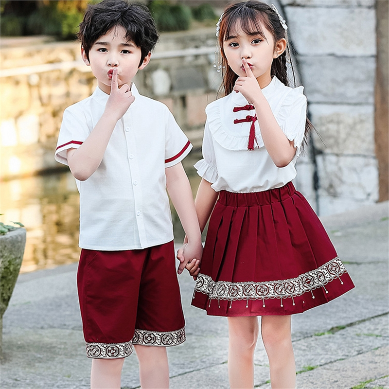 六一幼儿园园服夏装魅扣中国风合唱服儿童表演出服小学生毕业照班服装