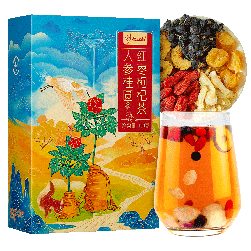 忆江南 150g盒装人参桂圆红枣枸杞茶
