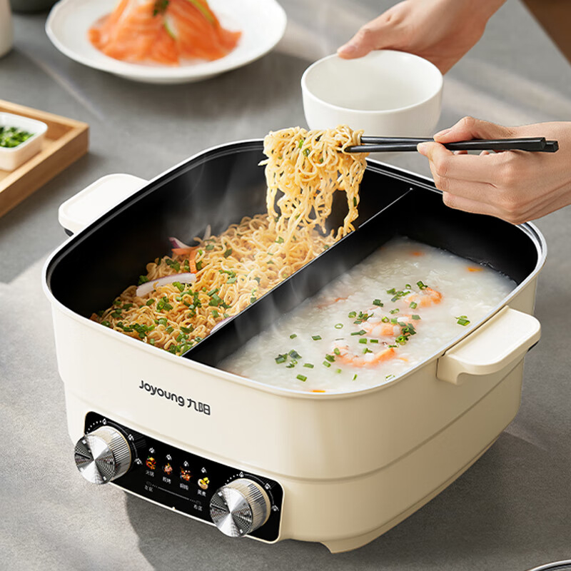 九阳电火锅6L双旋钮独立控温不沾涂层方便清洗HG60-G366高清大图