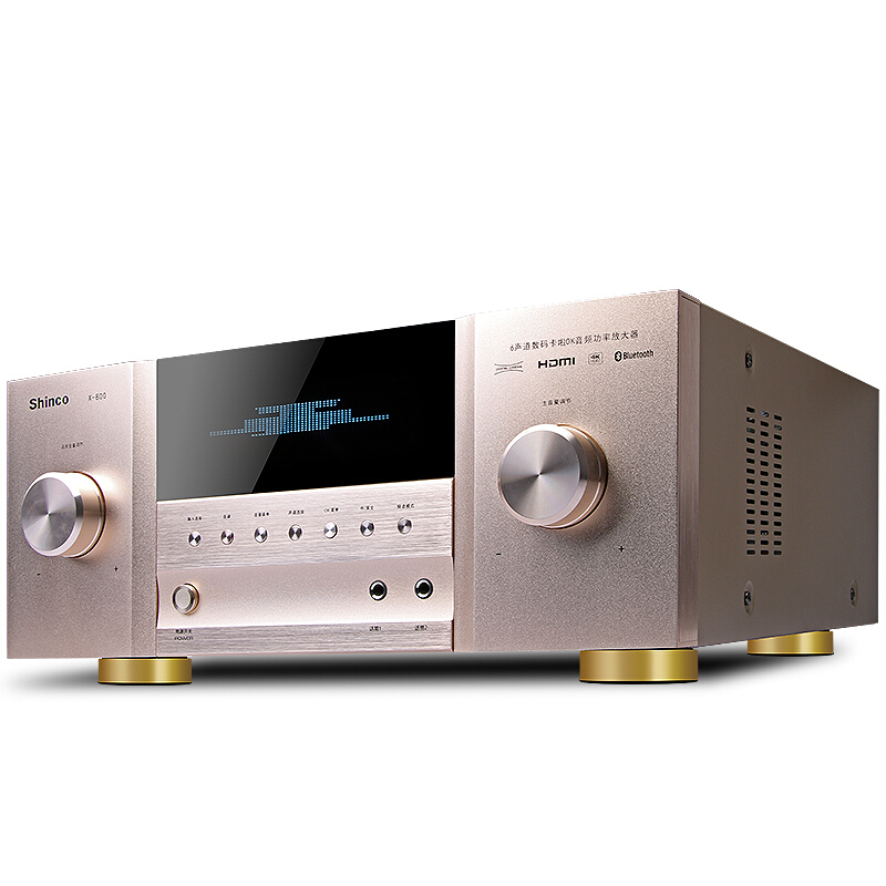 新科(Shinco)X-800 家庭影院5.1功放机 家用HIFI高清HDMI4K/3D音响功放(金色)